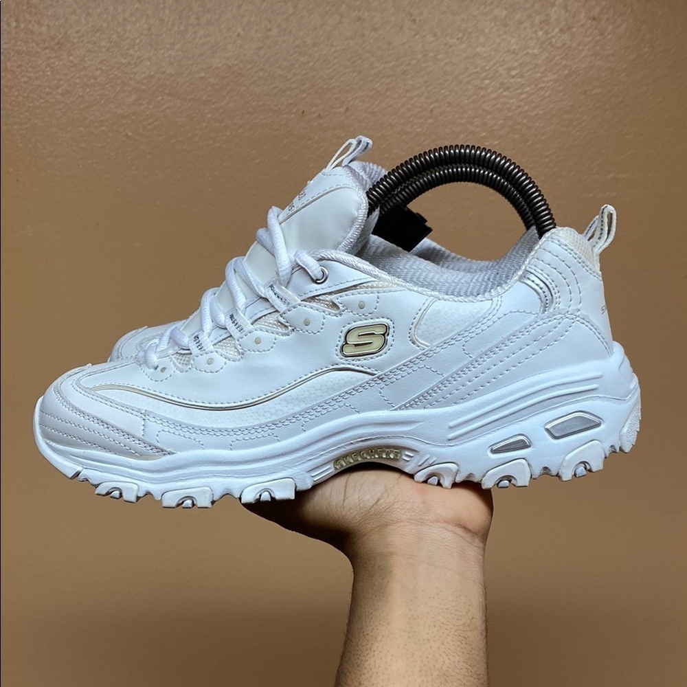 Skechers D’Lites White Cream Silver Sneakers - Picture 3 of 16